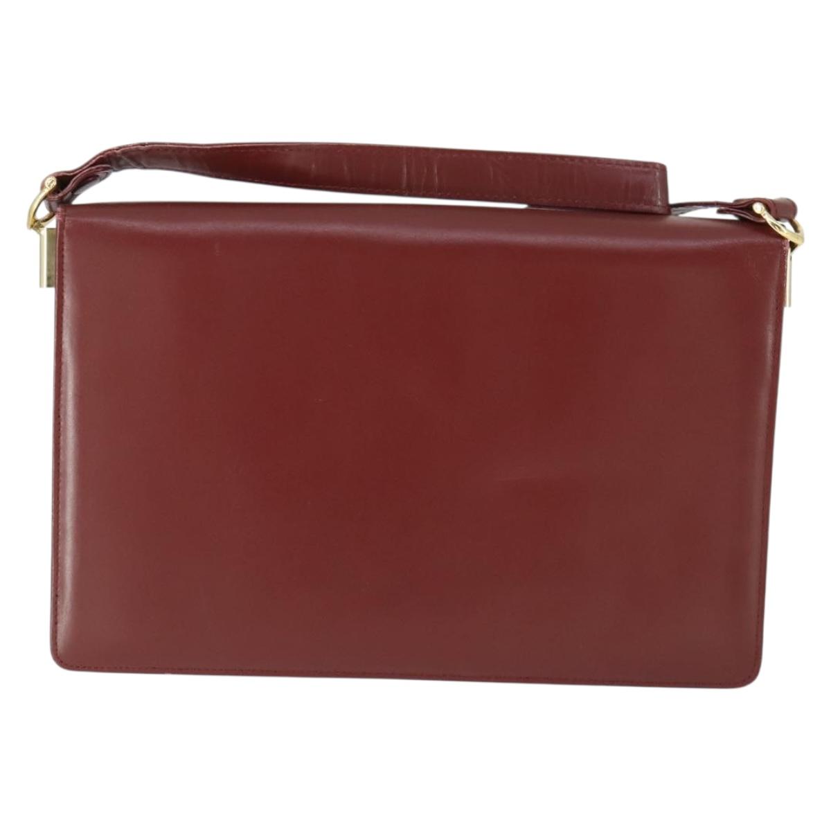 CARTIER Must Line Shoulder Bag Leather Bordeaux Gold Auth ep12994