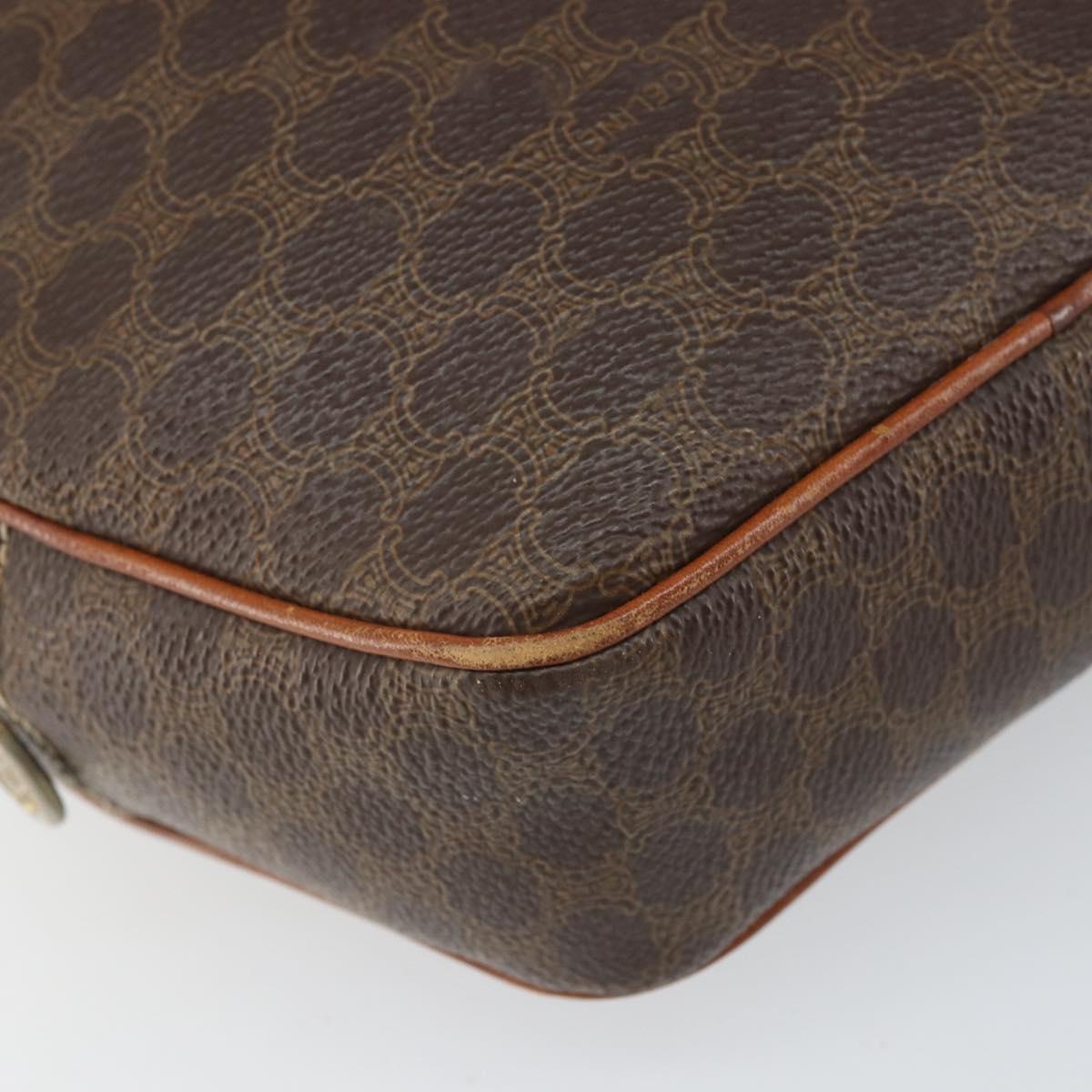 CELINE Macadam Canvas Shoulder Bag PVC Leather Brown Gold Auth ep12997