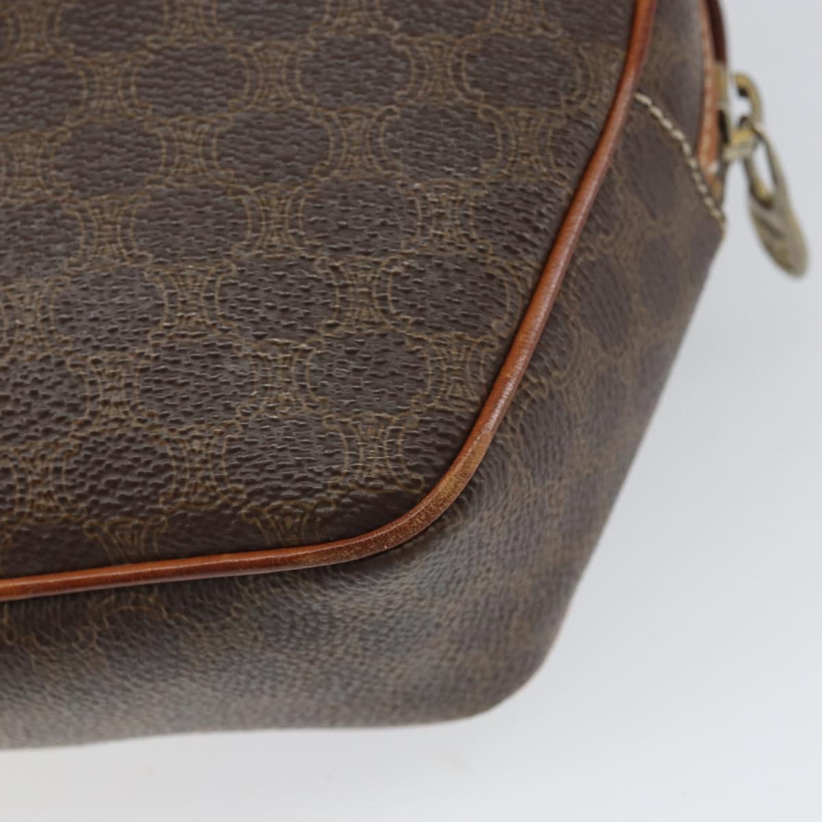 CELINE Macadam Canvas Shoulder Bag PVC Leather Brown Gold Auth ep12997
