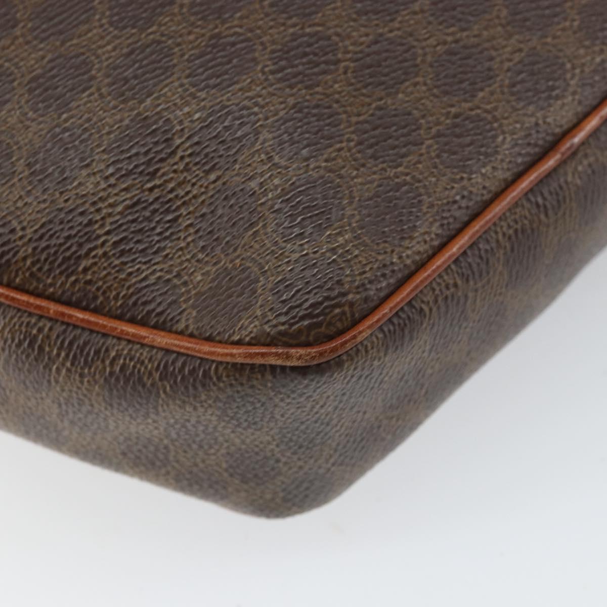 CELINE Macadam Canvas Shoulder Bag PVC Leather Brown Gold Auth ep12997
