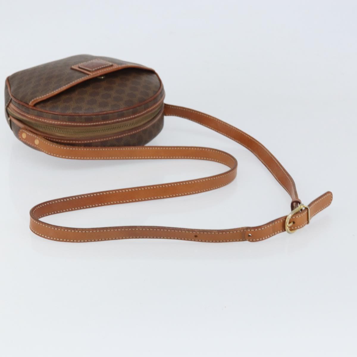 CELINE Macadam Canvas Shoulder Bag PVC Leather Brown Gold Auth ep12997