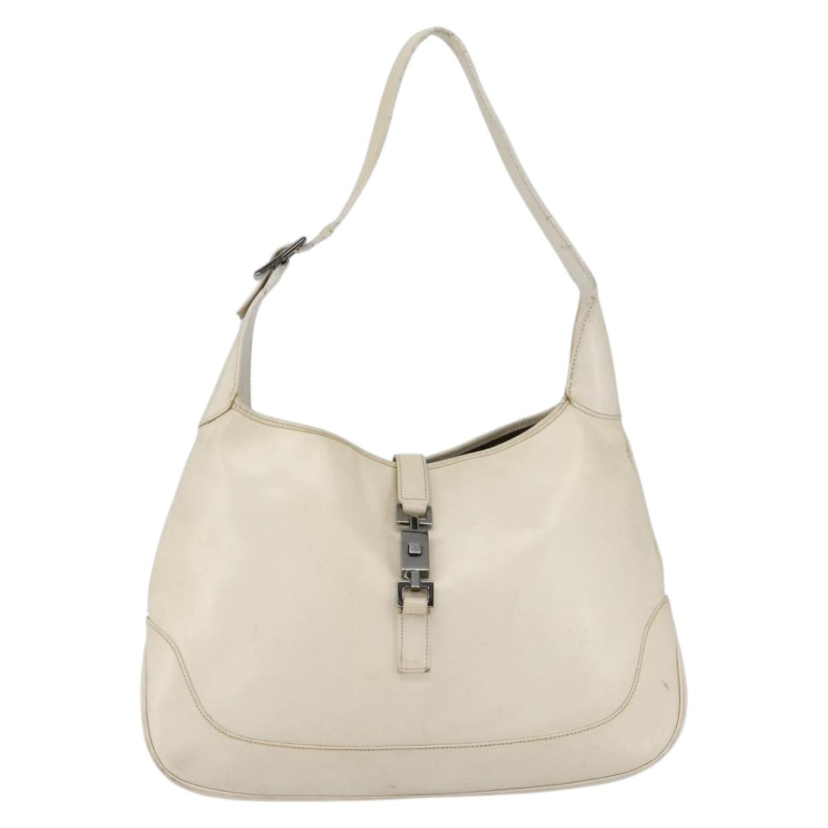 GUCCI Jackie Shoulder Bag Leather White 001 3346 Auth ep13015