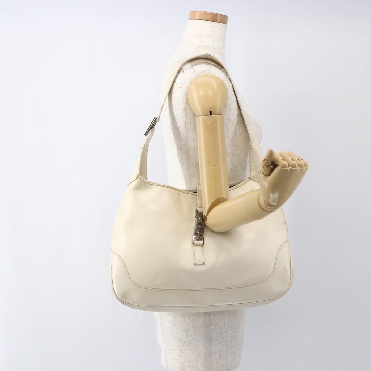 GUCCI Jackie Shoulder Bag Leather White 001 3346 Auth ep13015