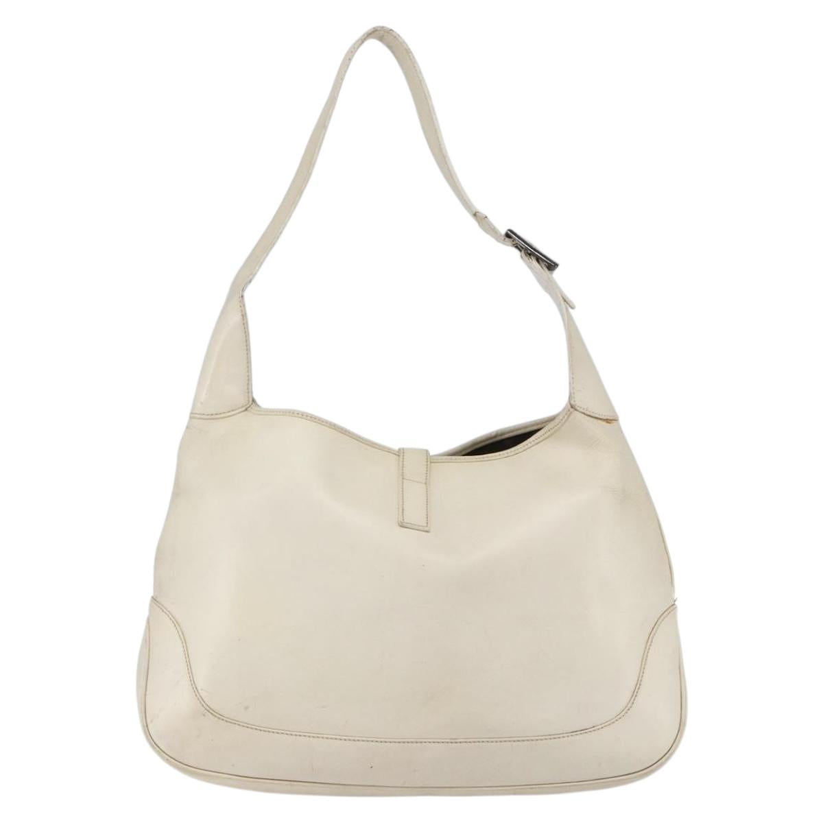 GUCCI Jackie Shoulder Bag Leather White 001 3346 Auth ep13015
