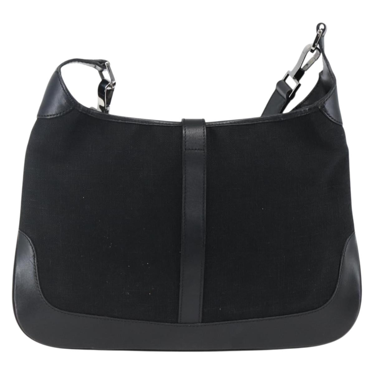 GUCCI Jackie Shoulder Bag Canvas Leather Black Silver 001 4272 Auth ep13016