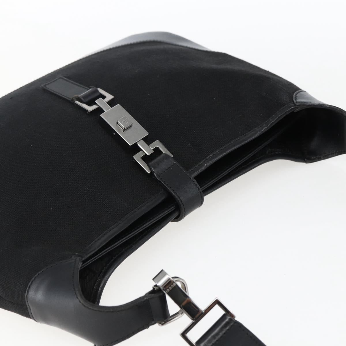 GUCCI Jackie Shoulder Bag Canvas Leather Black Silver 001 4272 Auth ep13016