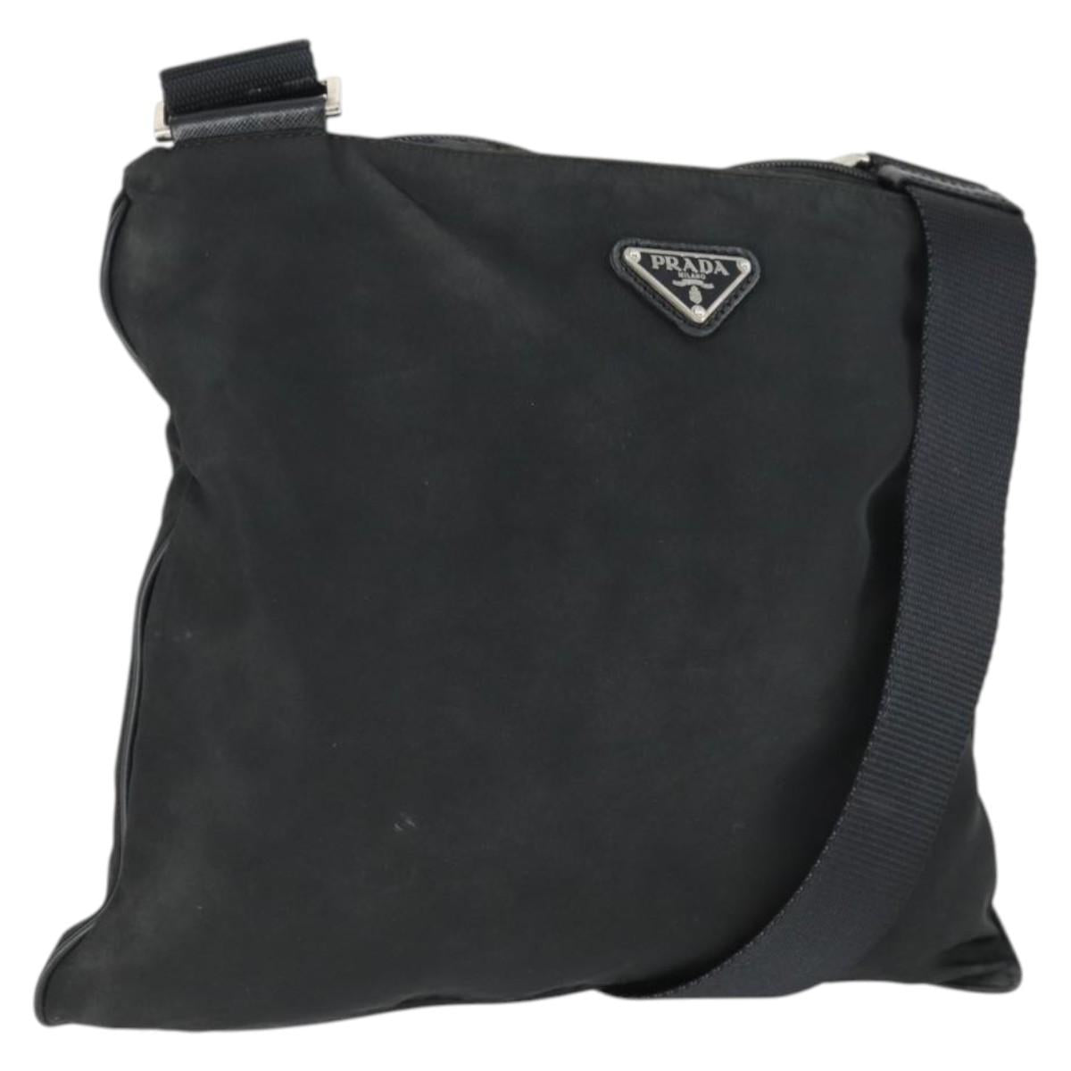 PRADA Shoulder Bag Nylon Black Silver Auth ep13020
