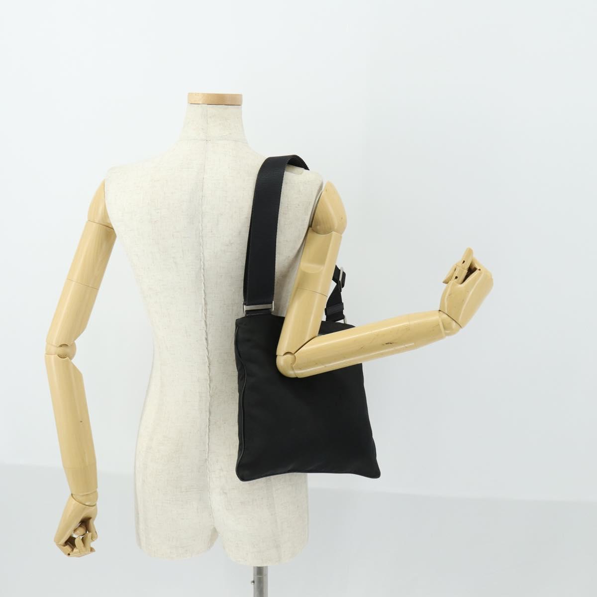 PRADA Shoulder Bag Nylon Black Silver Auth ep13020