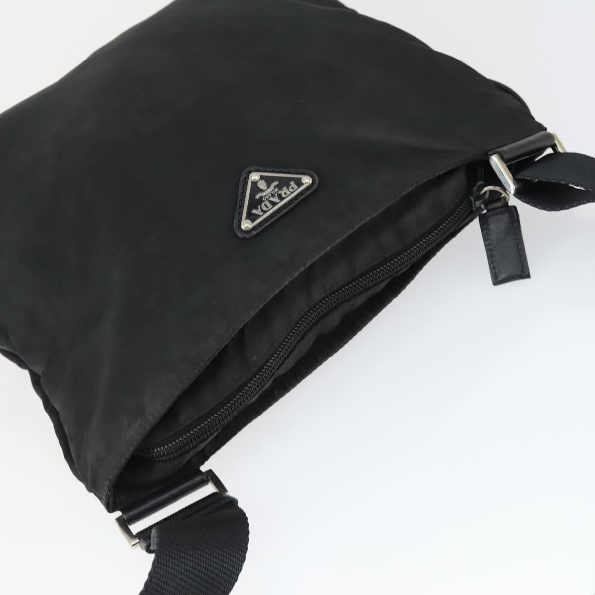 PRADA Shoulder Bag Nylon Black Silver Auth ep13020