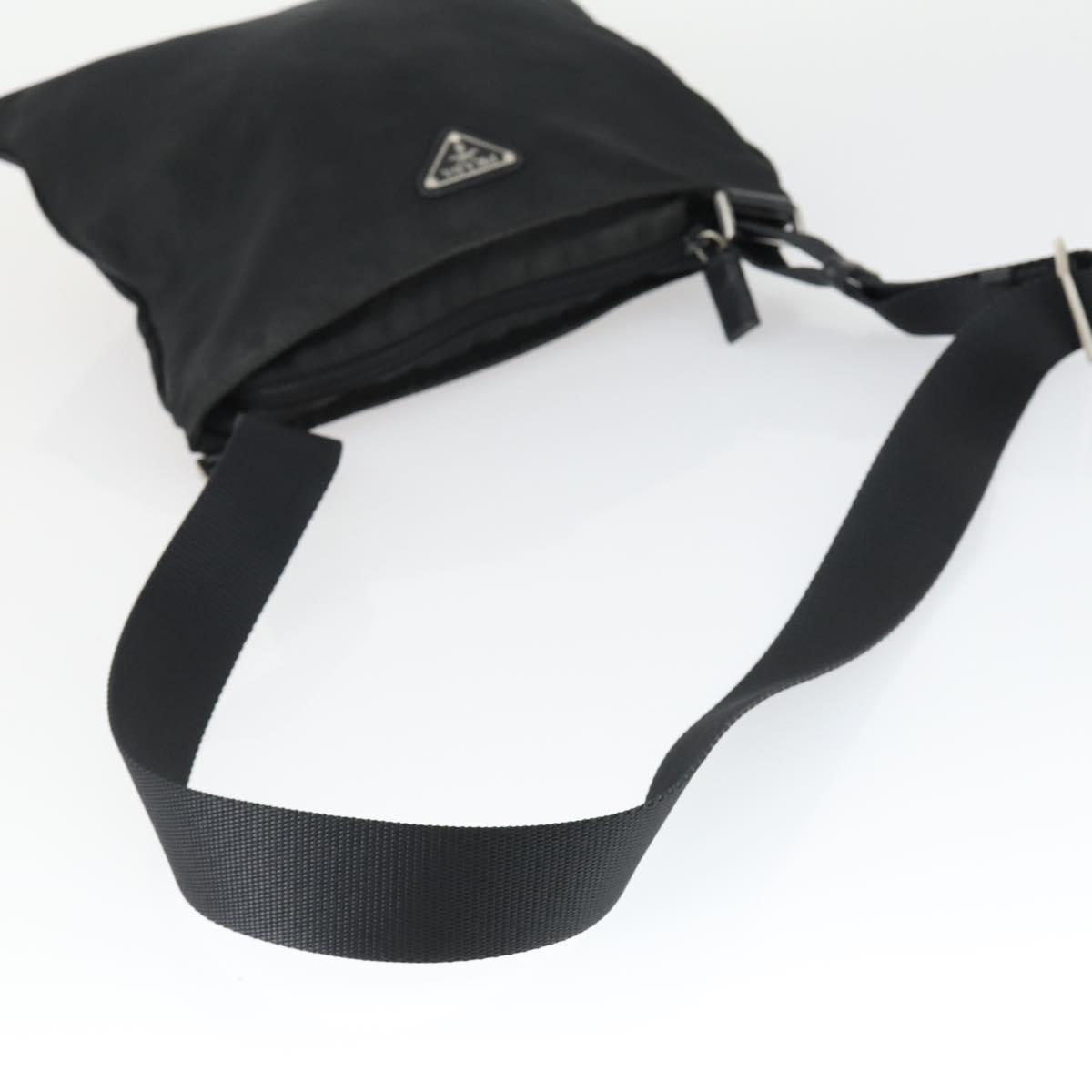 PRADA Shoulder Bag Nylon Black Silver Auth ep13020