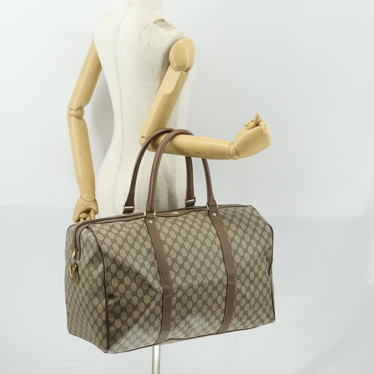 GUCCI GG Supreme Boston Bag PVC Leather Beige Gold 012 3754 6081 Auth ep13021