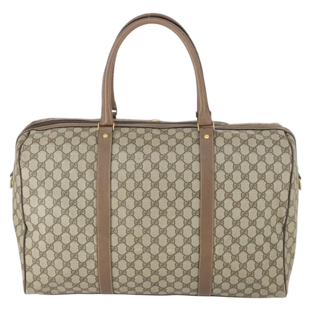 GUCCI GG Supreme Boston Bag PVC Leather Beige Gold 012 3754 6081 Auth ep13021