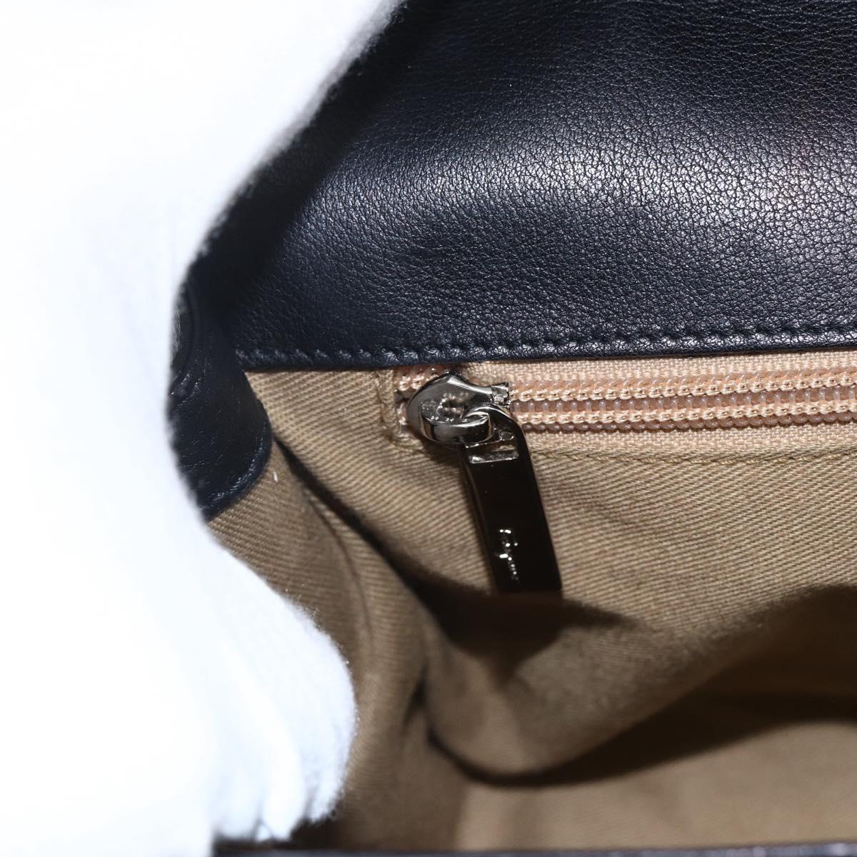 Salvatore Ferragamo Gancini Hand Bag Leather Black Silver Auth ep13022V