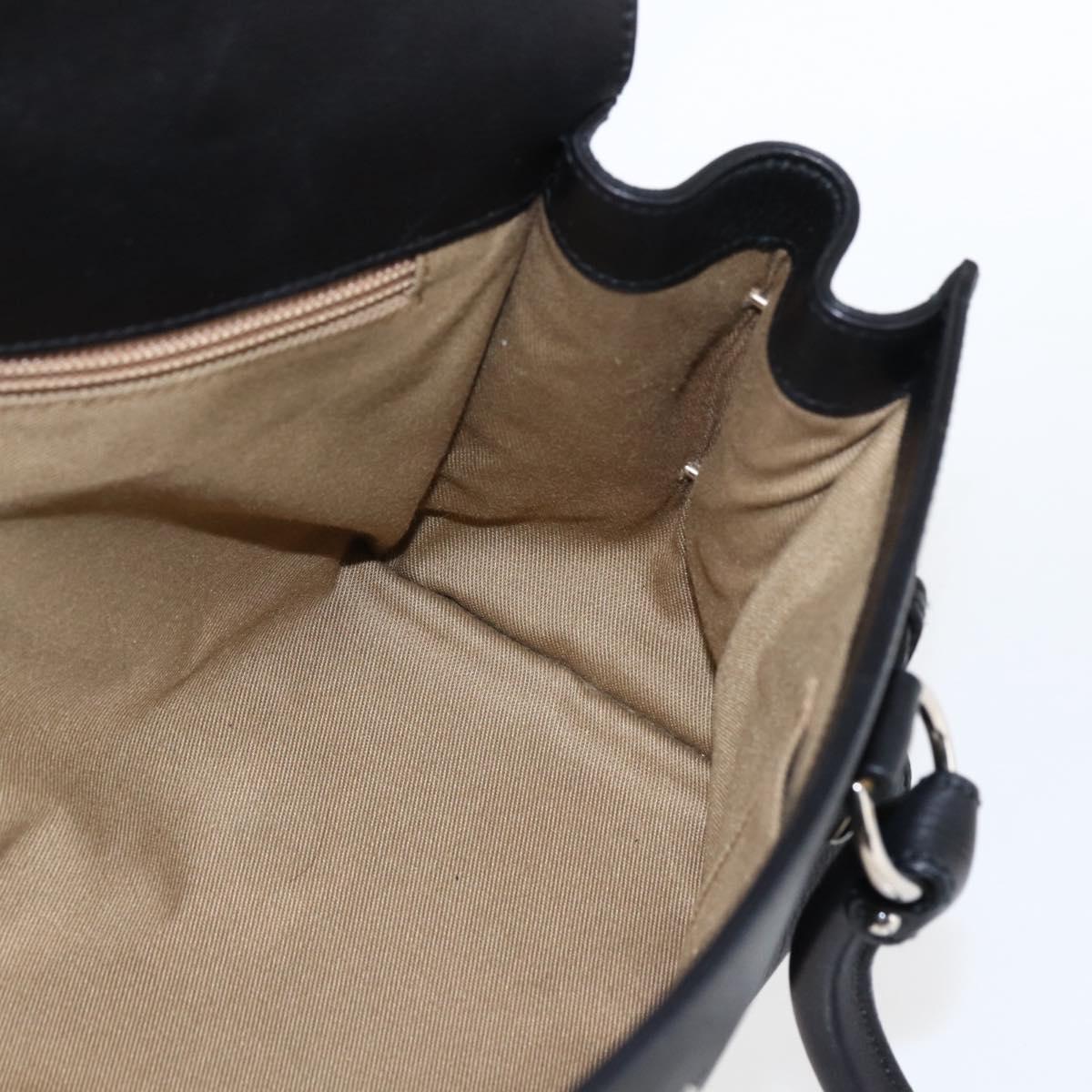 Salvatore Ferragamo Gancini Hand Bag Leather Black Silver Auth ep13022V