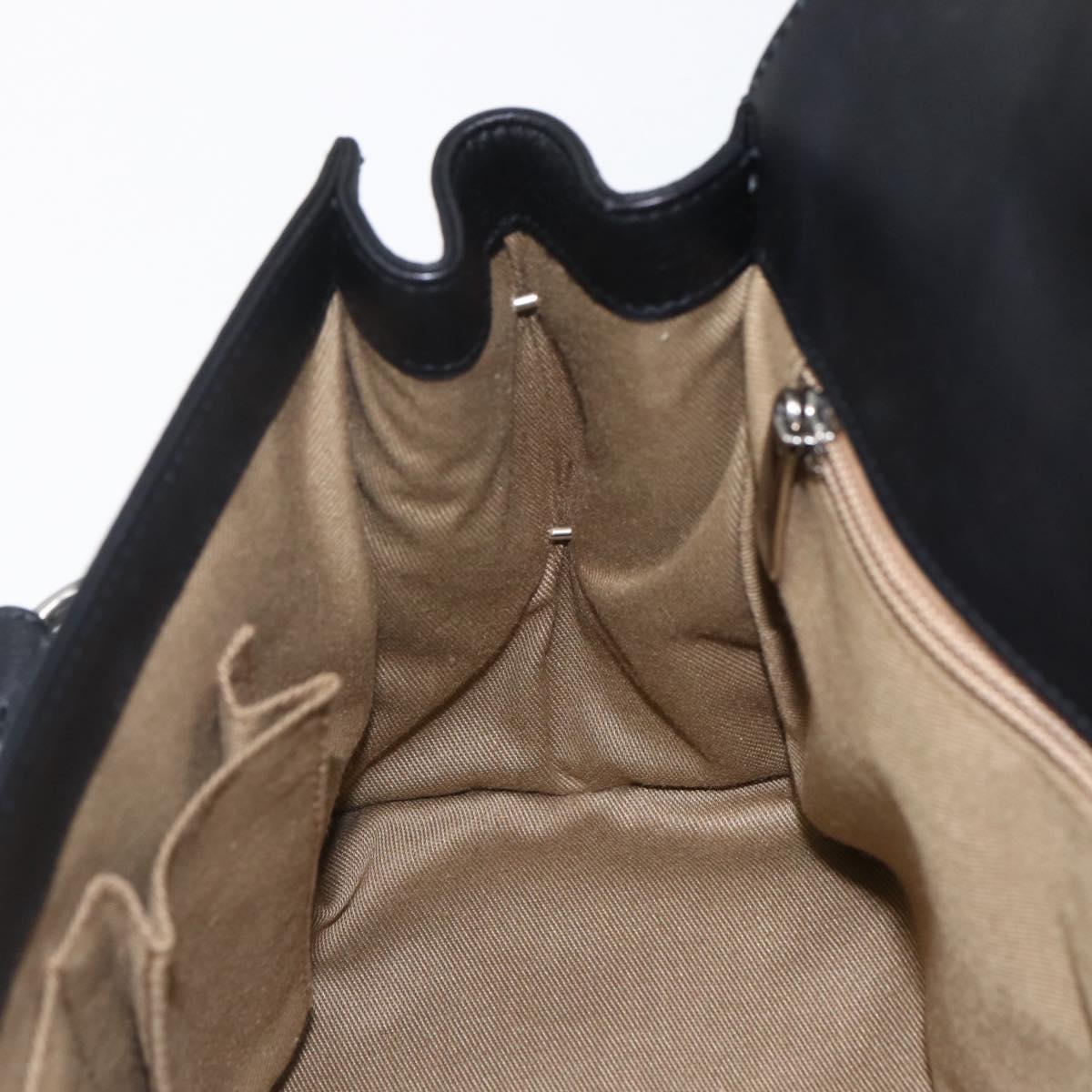 Salvatore Ferragamo Gancini Hand Bag Leather Black Silver Auth ep13022V