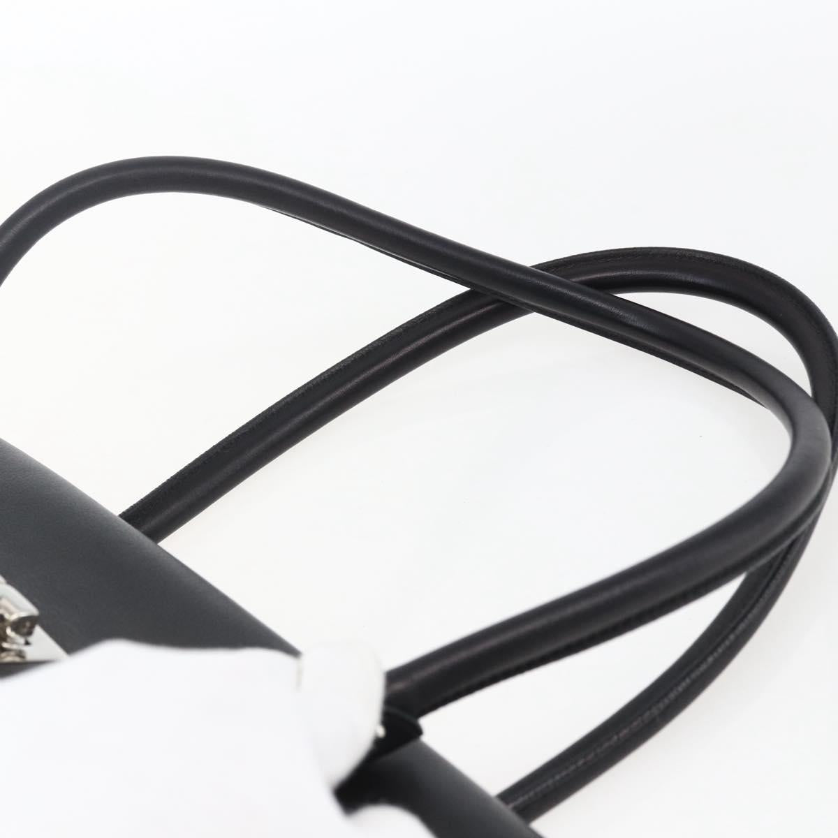 Salvatore Ferragamo Gancini Hand Bag Leather Black Silver Auth ep13022V