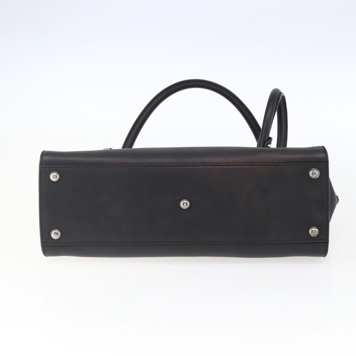 Salvatore Ferragamo Gancini Hand Bag Leather Black Silver Auth ep13022V