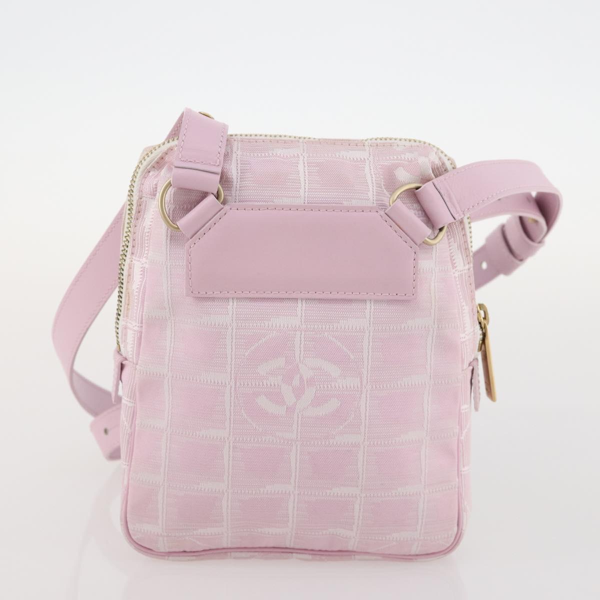 CHANEL New TravelLine Bag Nylon 3 Set Pink CC Auth ep13031