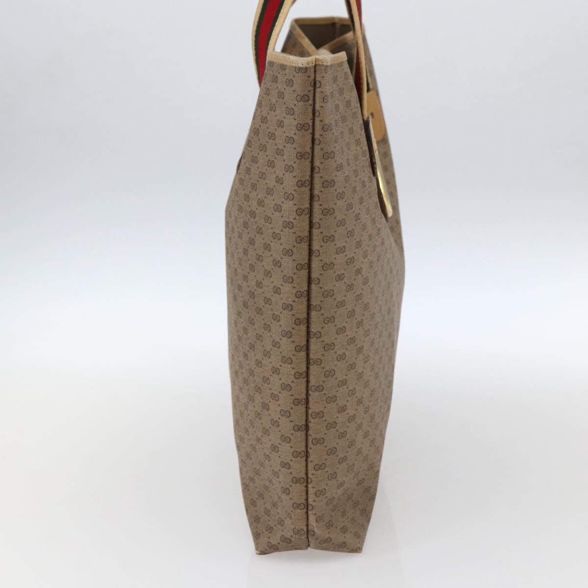 GUCCI Micro GG Supreme Web Sherry Line Tote Bag PVC Beige Gold Red Auth ep13035