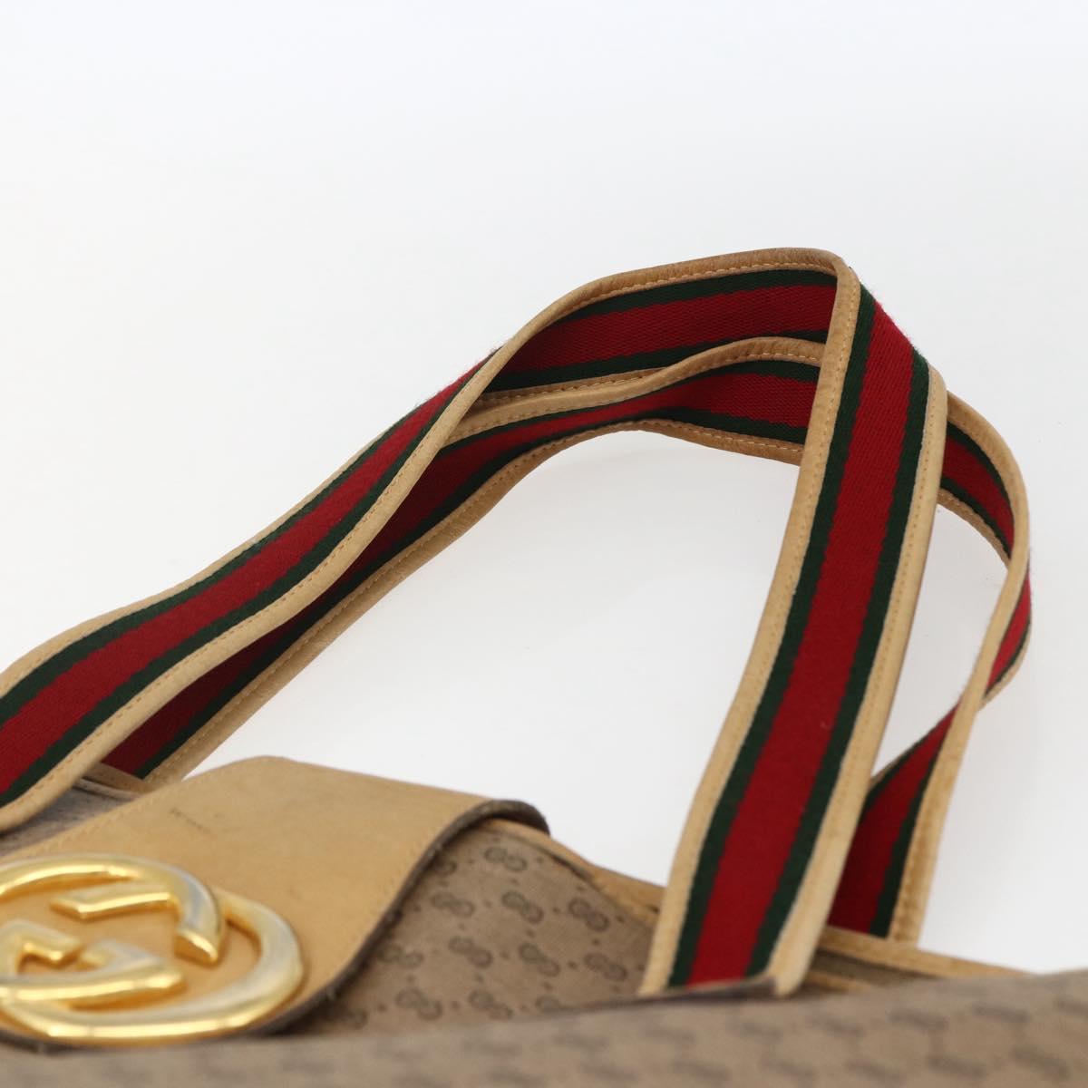 GUCCI Micro GG Supreme Web Sherry Line Tote Bag PVC Beige Gold Red Auth ep13035