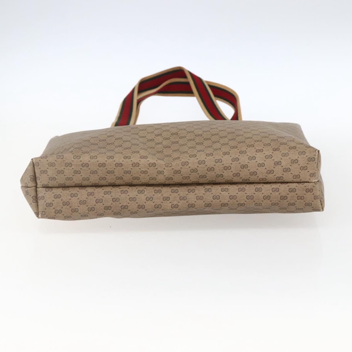 GUCCI Micro GG Supreme Web Sherry Line Tote Bag PVC Beige Gold Red Auth ep13035