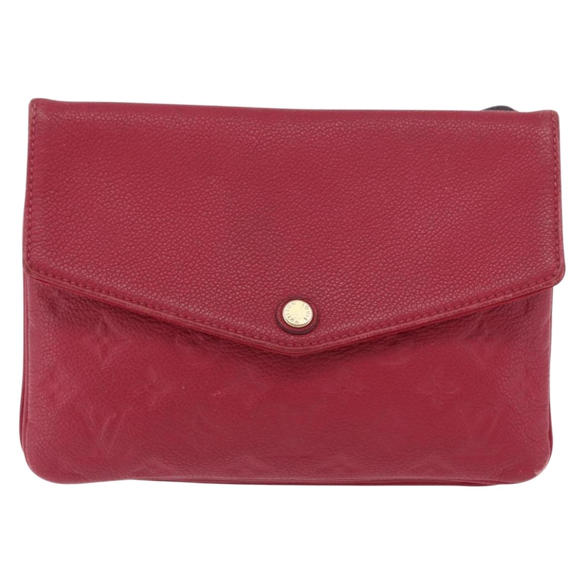LOUIS VUITTON Monogram Empreinte Twice Shoulder Bag Cerise M50259 Auth ep13040