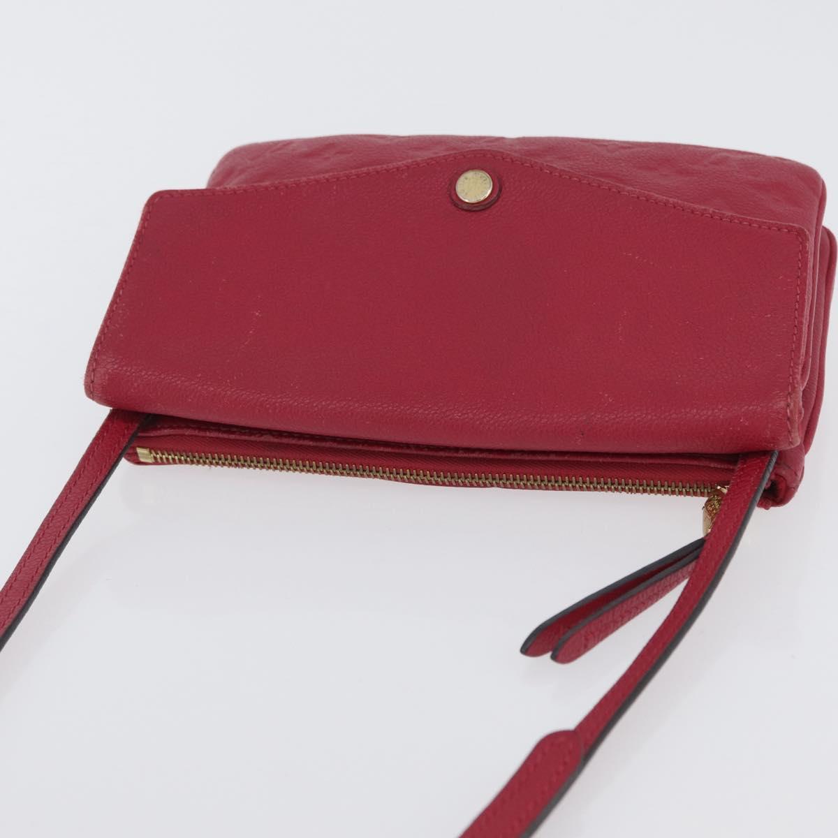 LOUIS VUITTON Monogram Empreinte Twice Shoulder Bag Cerise M50259 Auth ep13040