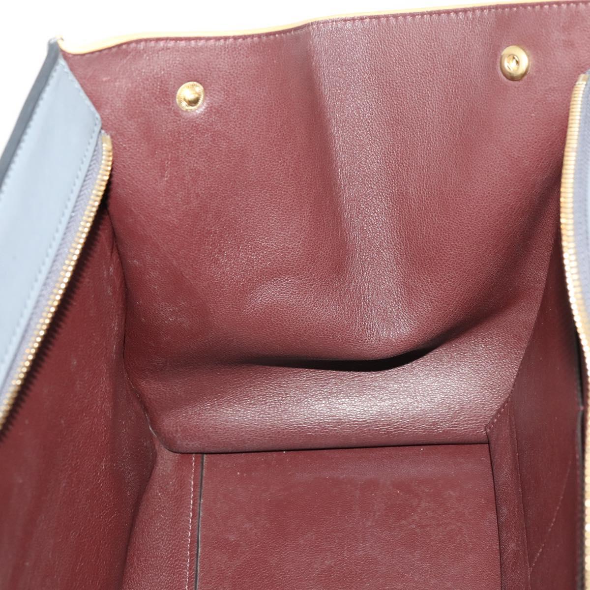 CELINE Trapeze Hand Bag Suede Leather 2way Gray Gold Auth ep13043