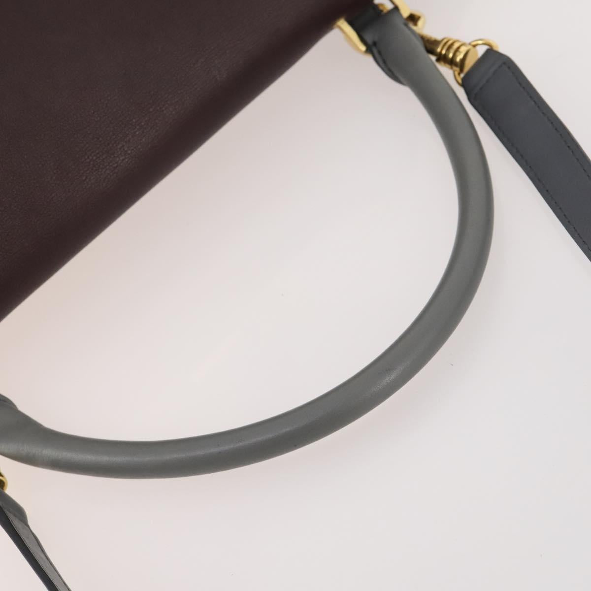 CELINE Trapeze Hand Bag Suede Leather 2way Gray Gold Auth ep13043