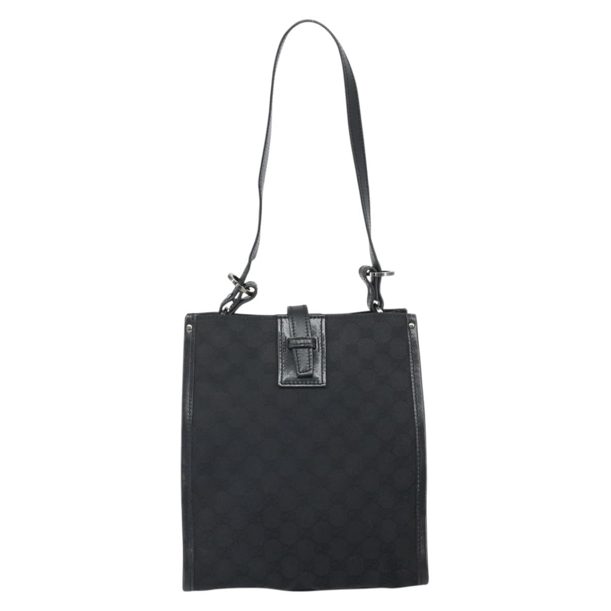 GUCCI GG Canvas Shoulder Bag Black Silver 110292 Auth ep13049