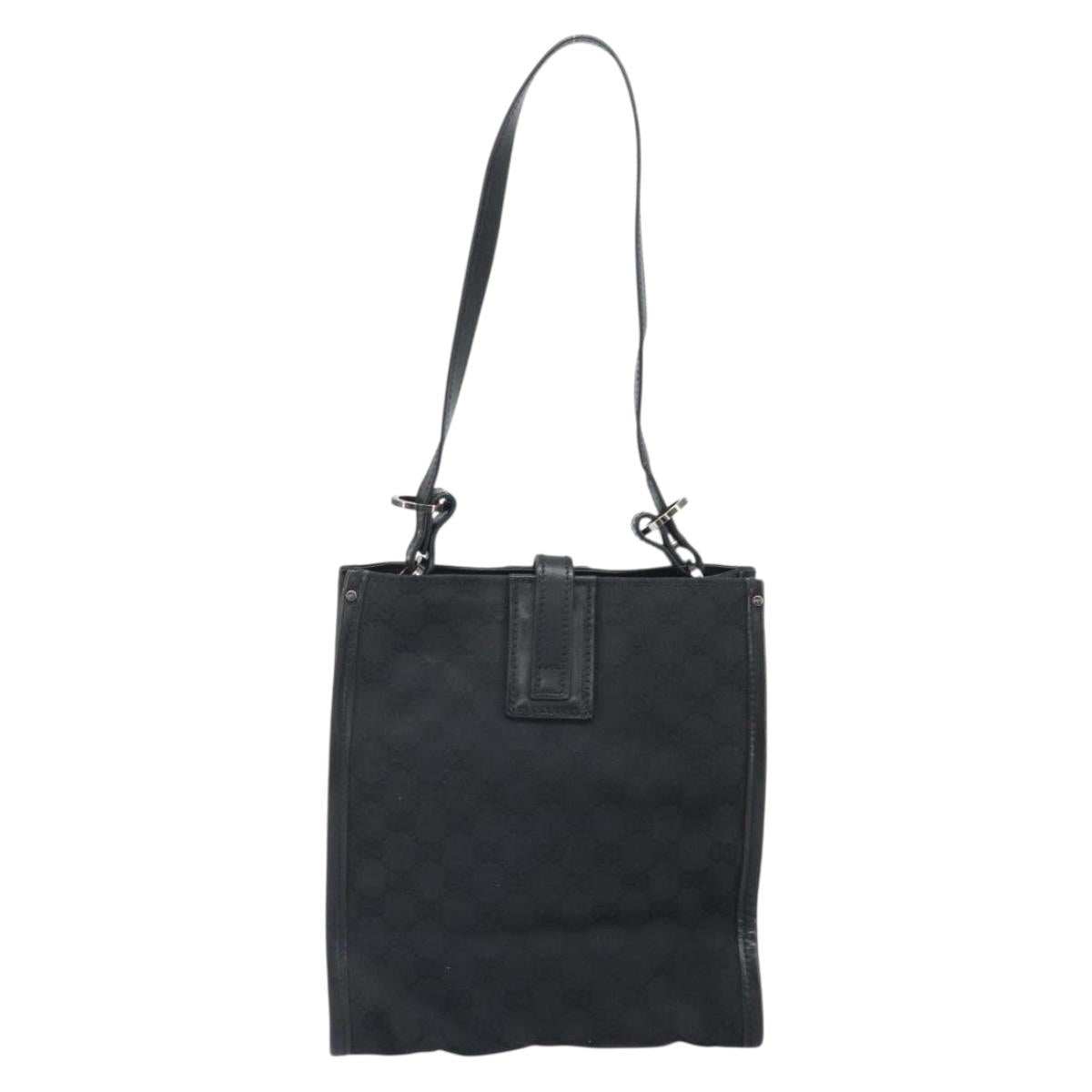 GUCCI GG Canvas Shoulder Bag Black Silver 110292 Auth ep13049