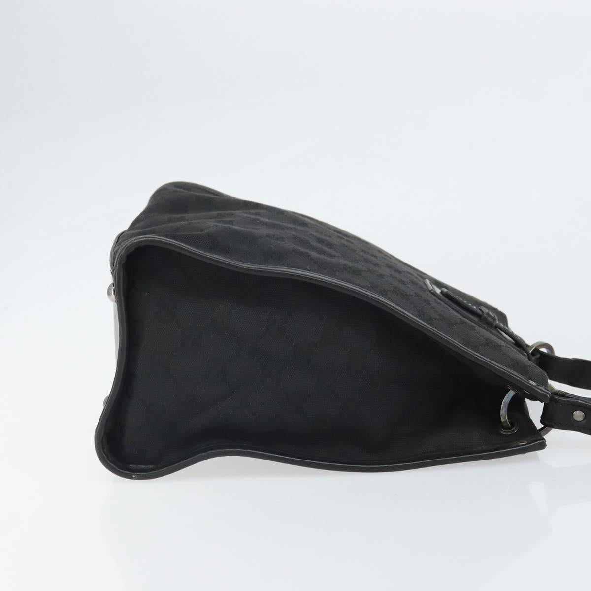 GUCCI GG Canvas Shoulder Bag Black Silver 110292 Auth ep13049