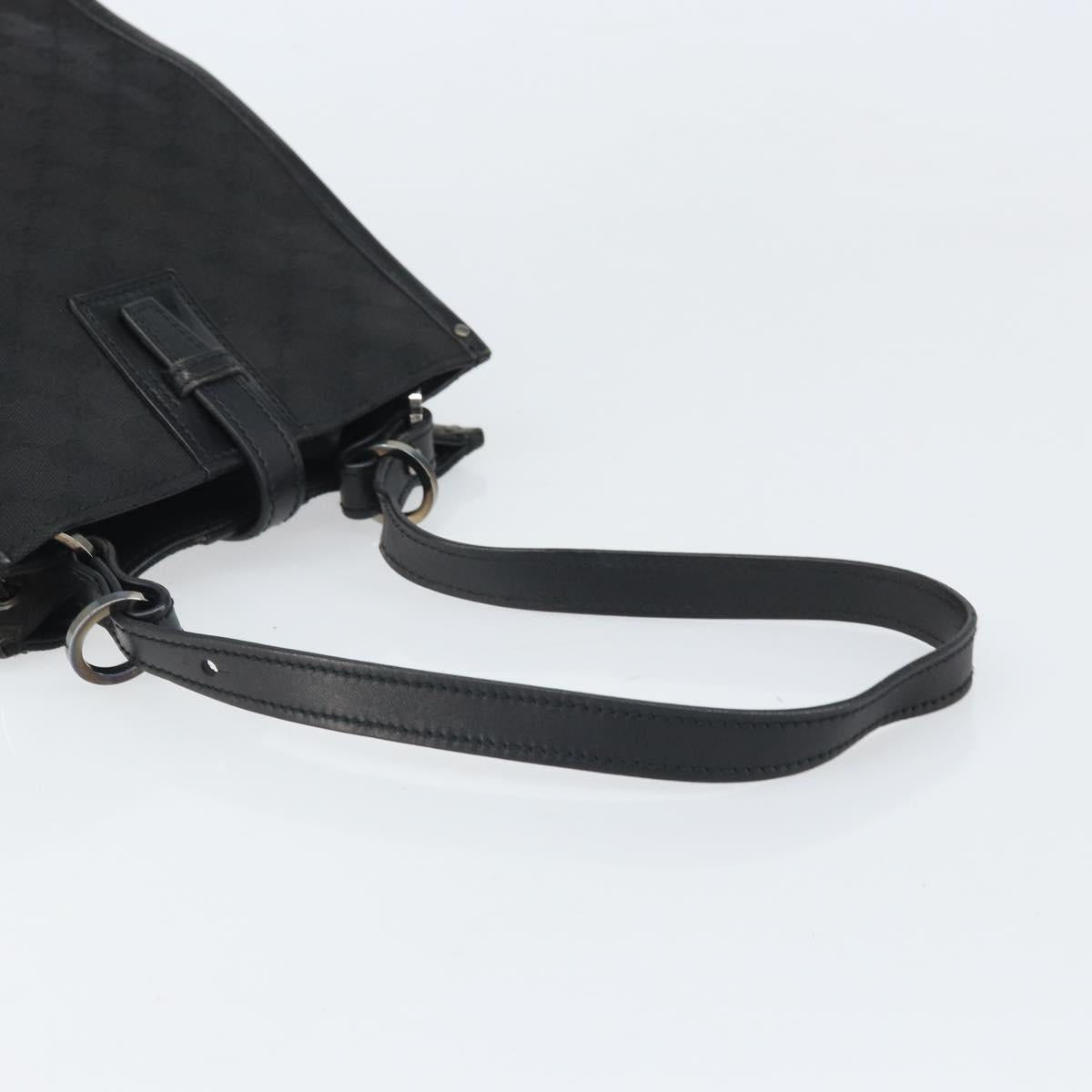GUCCI GG Canvas Shoulder Bag Black Silver 110292 Auth ep13049