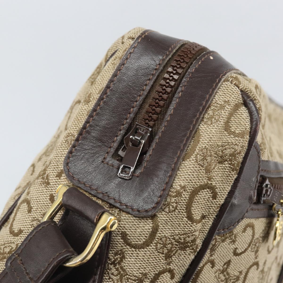 CELINE C Sulky Shoulder Bag Canvas Beige Gold Auth ep13052