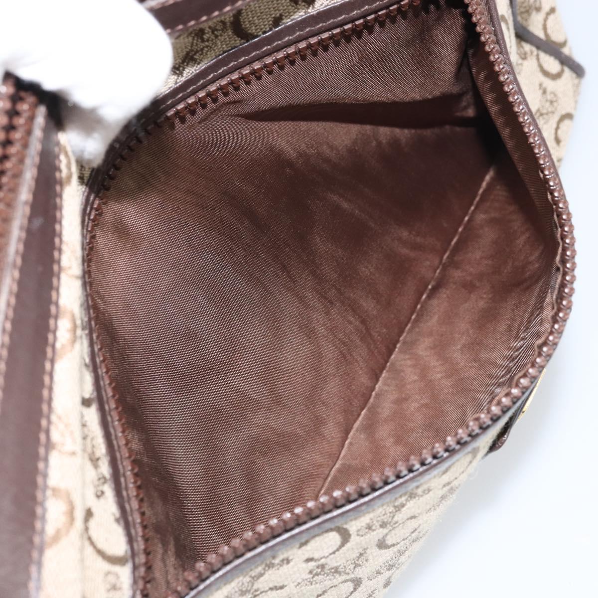 CELINE C Sulky Shoulder Bag Canvas Beige Gold Auth ep13052
