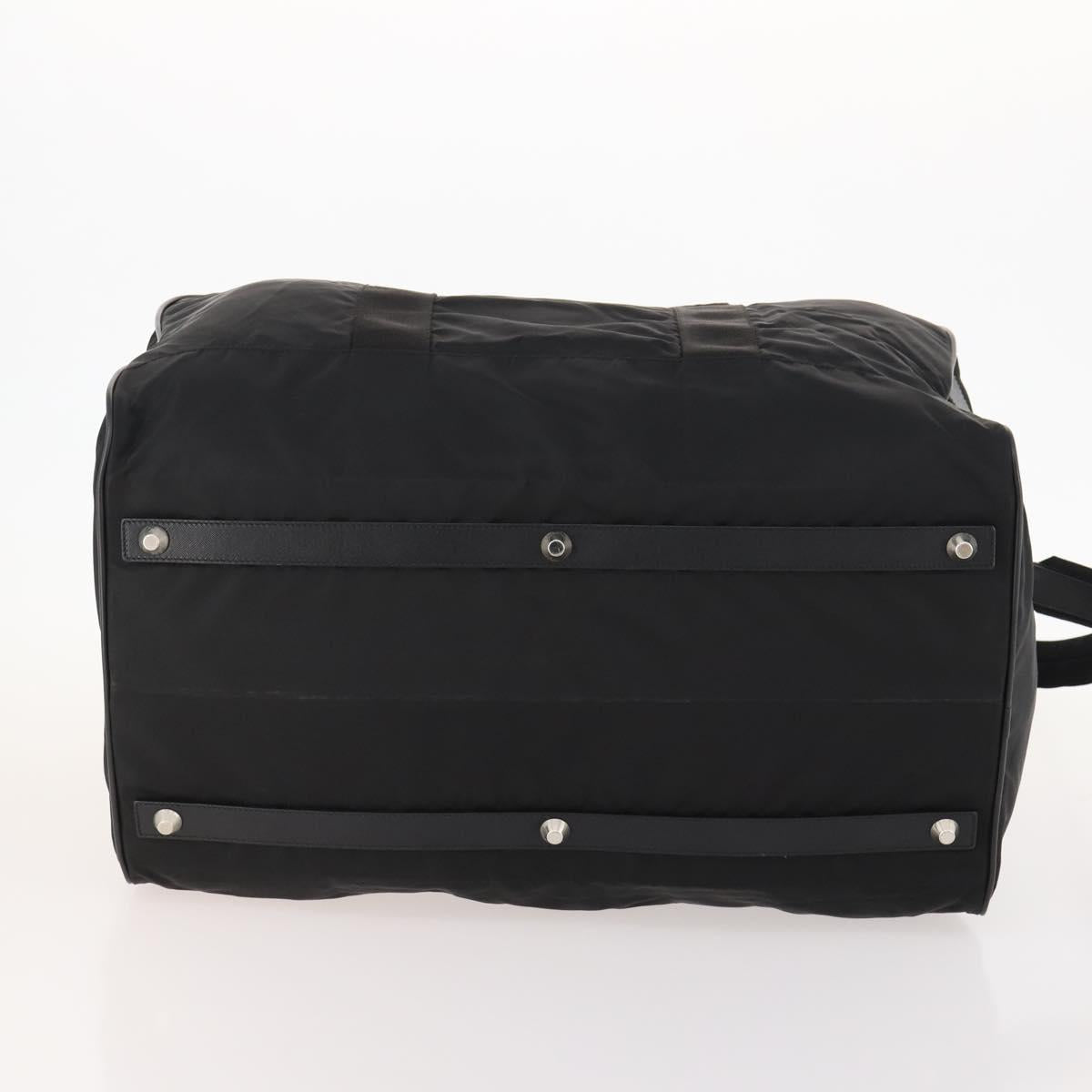 PRADA Boston Bag Nylon 2way Black Silver Auth ep13054