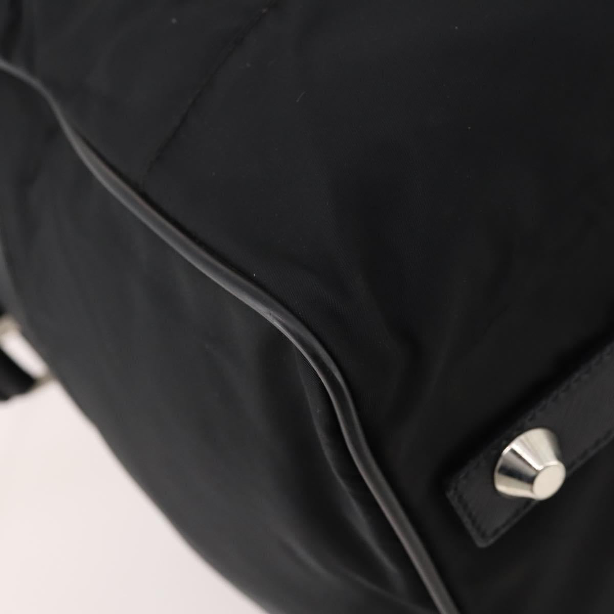 PRADA Boston Bag Nylon 2way Black Silver Auth ep13054