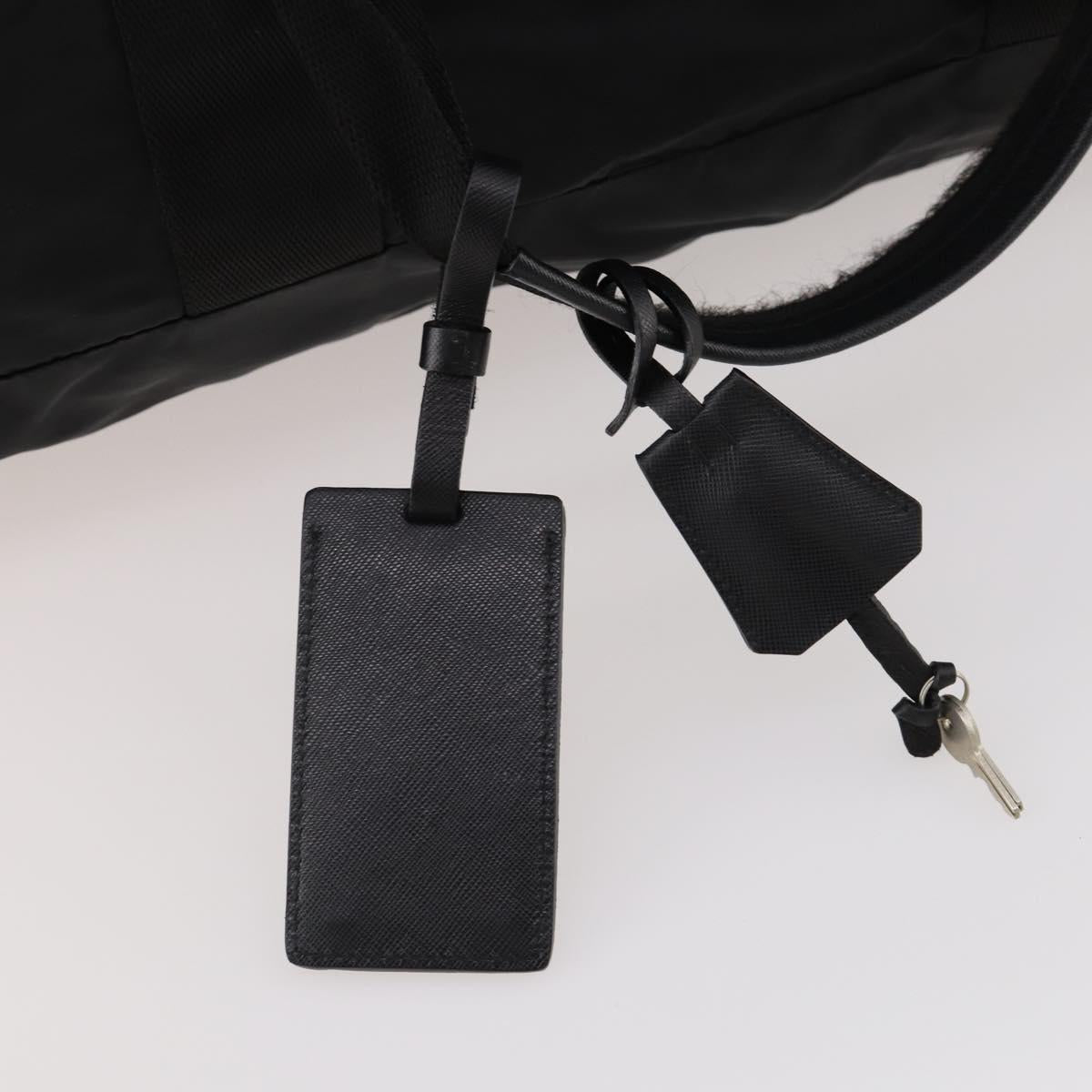 PRADA Boston Bag Nylon 2way Black Silver Auth ep13054