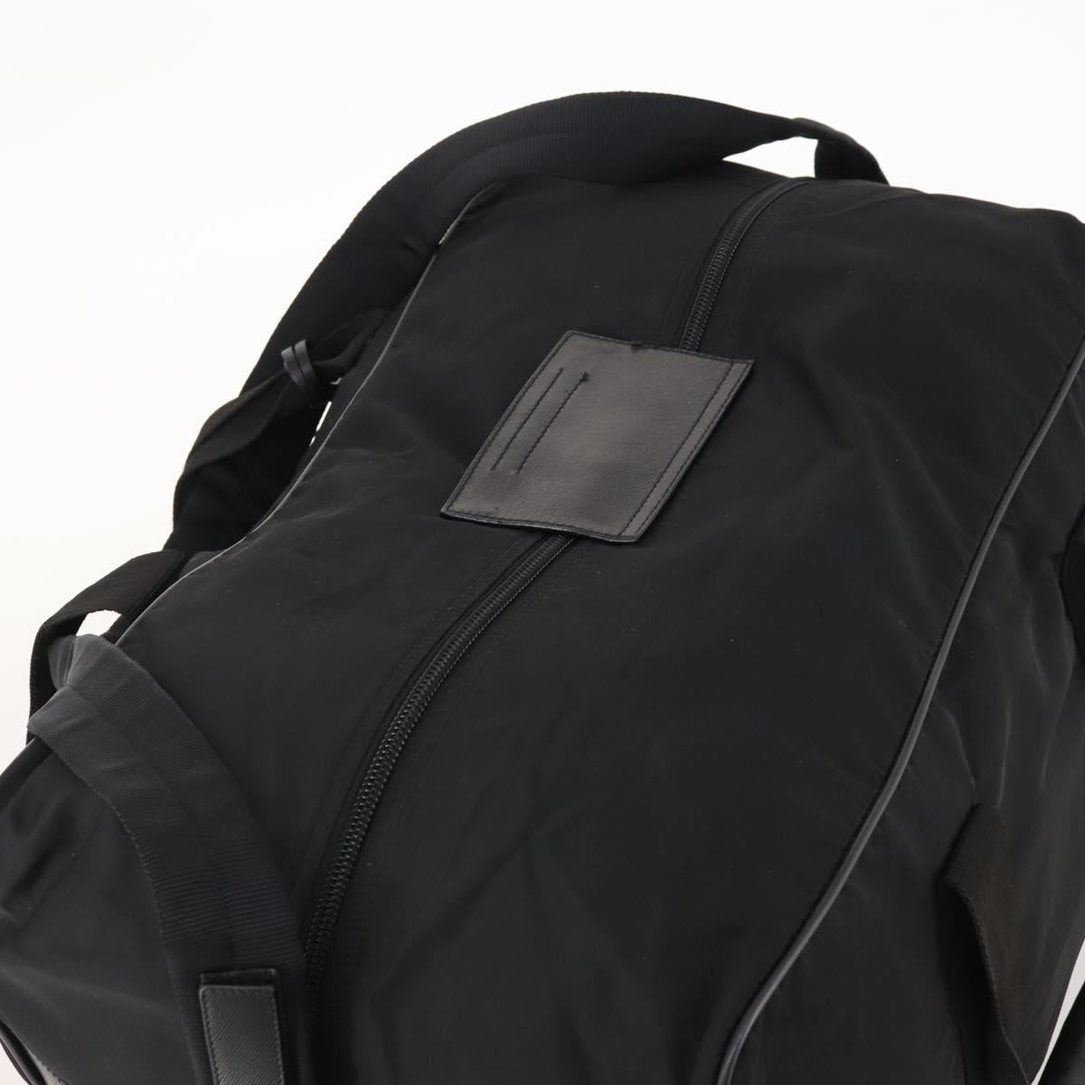 PRADA Boston Bag Nylon 2way Black Silver Auth ep13054