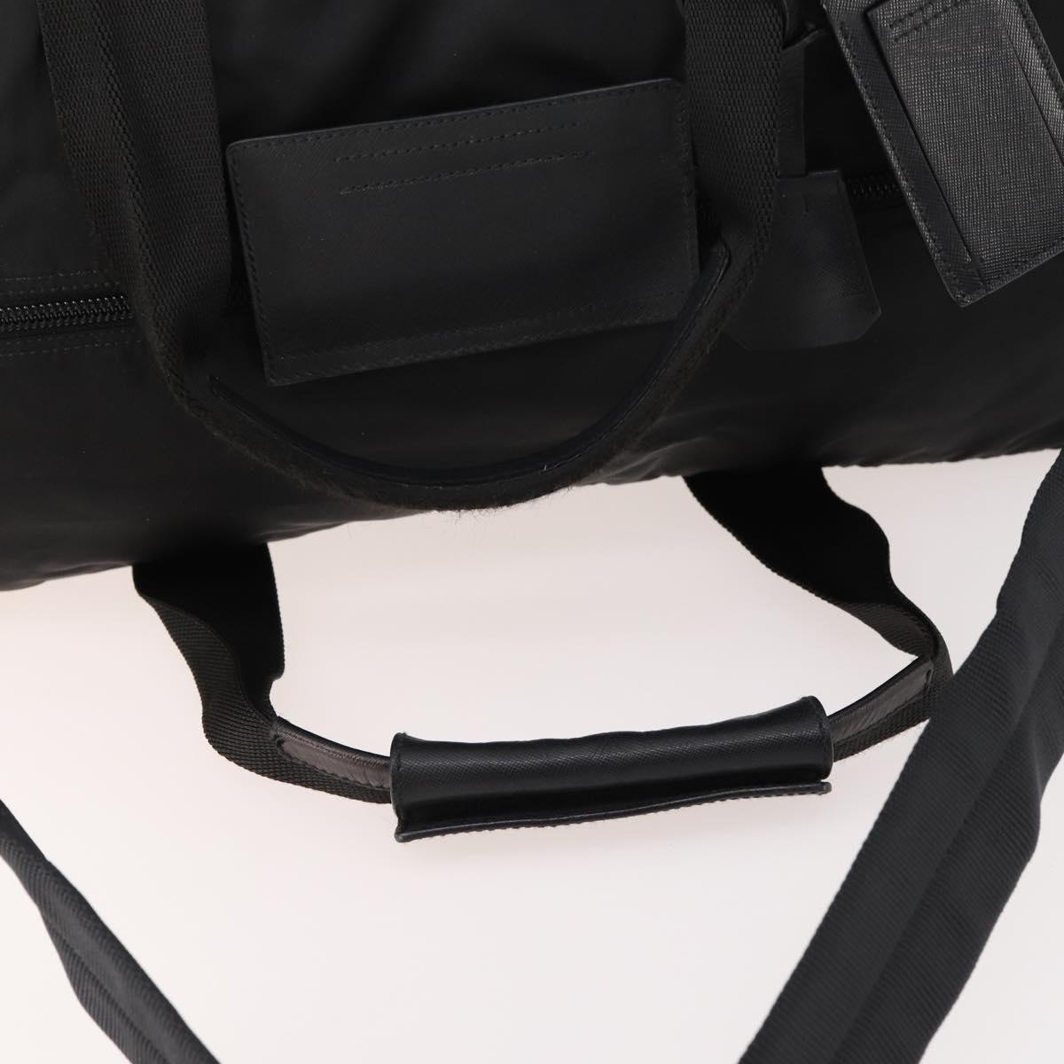 PRADA Boston Bag Nylon 2way Black Silver Auth ep13054