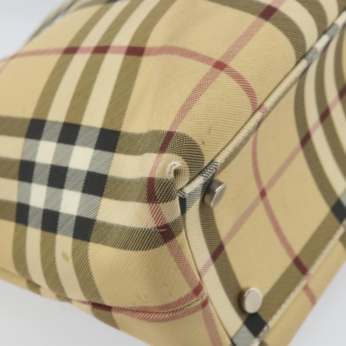 BURBERRY Nova Check Hand Bag PVC Leather Beige Auth ep13062