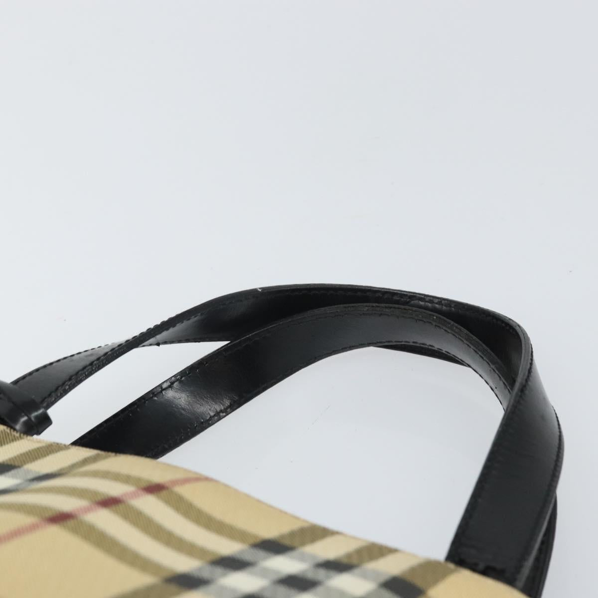 BURBERRY Nova Check Hand Bag PVC Leather Beige Auth ep13062