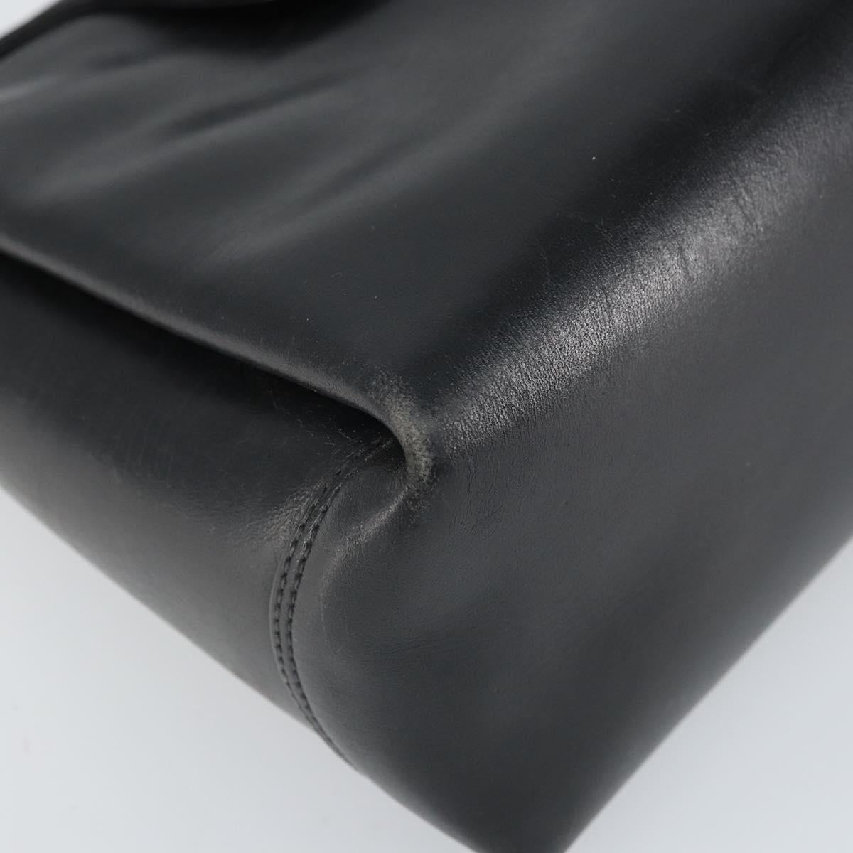 GUCCI Shoulder Bag Leather Black Gold Auth ep13065
