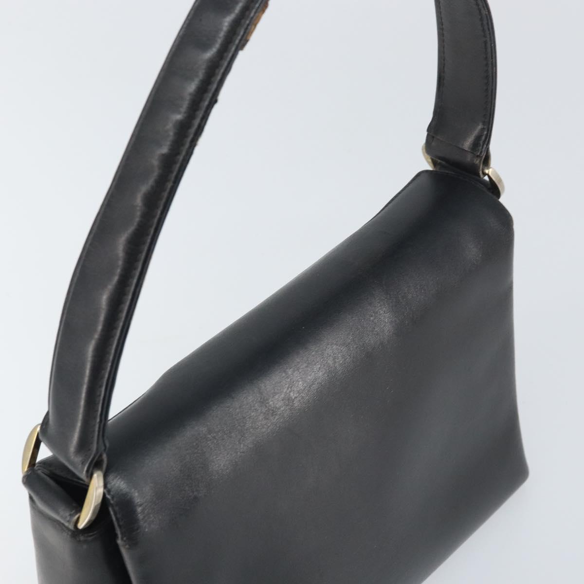 GUCCI Shoulder Bag Leather Black Gold Auth ep13065