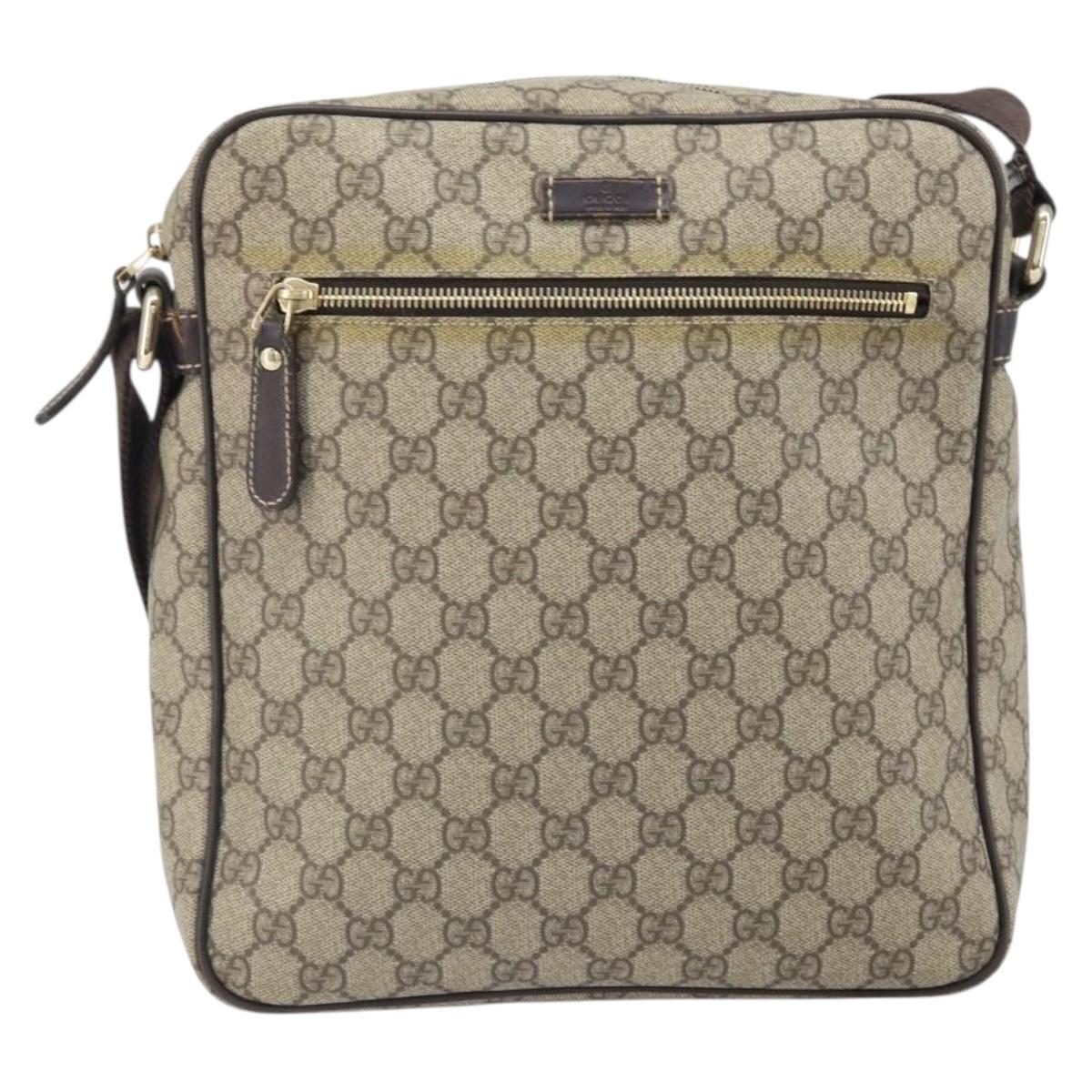 GUCCI GG Supreme Shoulder Bag PVC Beige Gold 201448 Auth ep13070