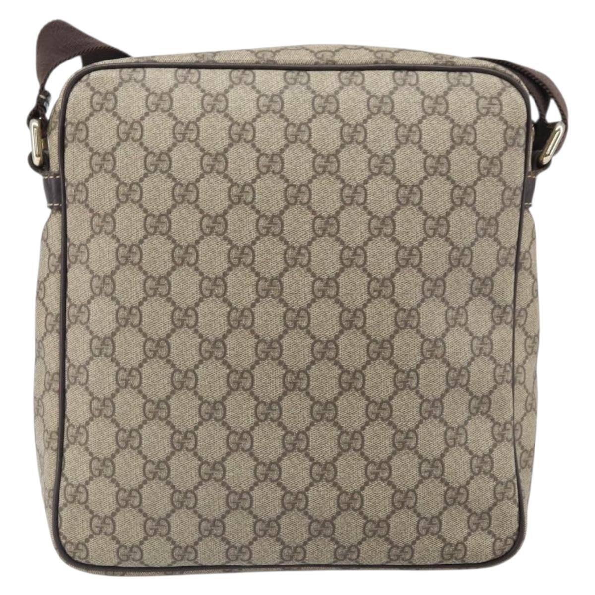 GUCCI GG Supreme Shoulder Bag PVC Beige Gold 201448 Auth ep13070