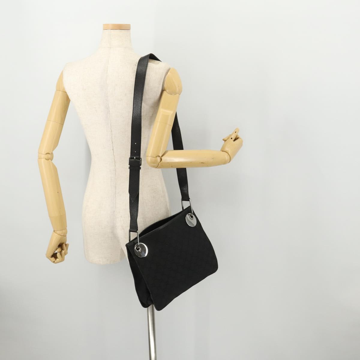 GUCCI GG Canvas Shoulder Bag Black Silver 120841 Auth ep13072