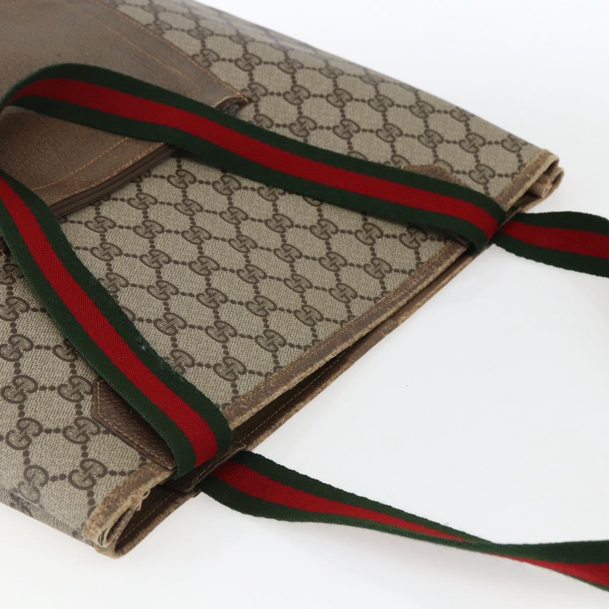 GUCCI GG Supreme Web Sherry Line Tote Bag PVC Beige Red Auth ep13075