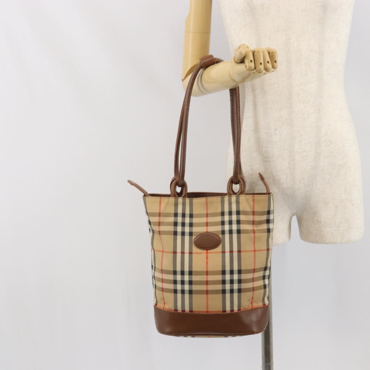 Burberrys Nova Check Tote Bag Canvas Beige Auth ep13077