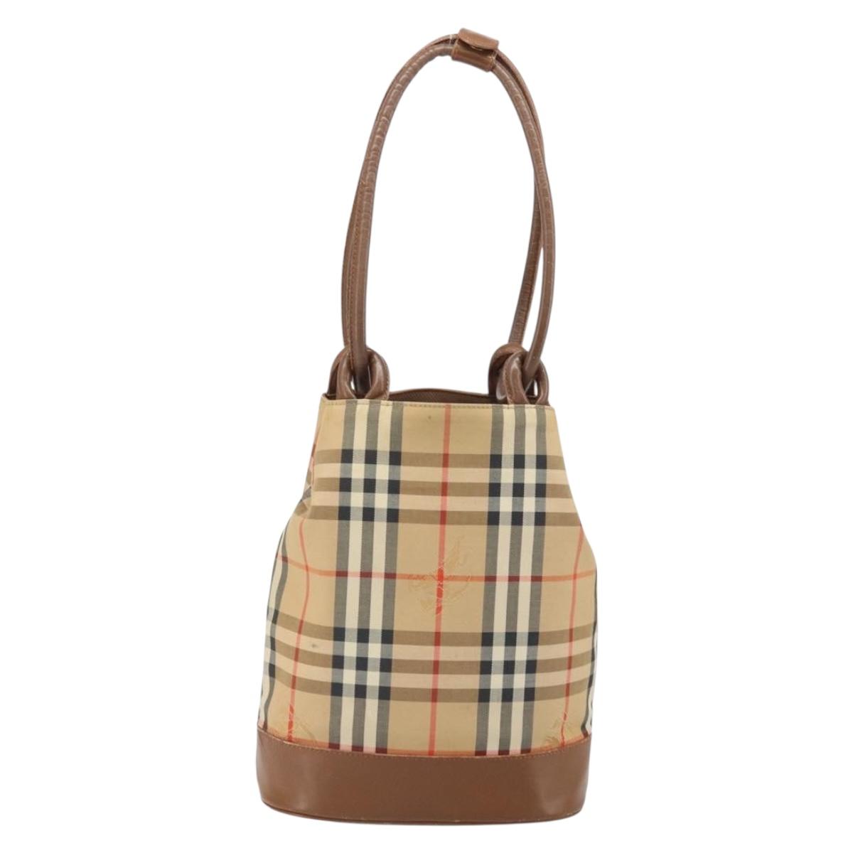 Burberrys Nova Check Tote Bag Canvas Beige Auth ep13077